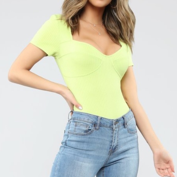 Fashion nova Out Of Time Bodysuit in lime size S - Picture 2 of 3
